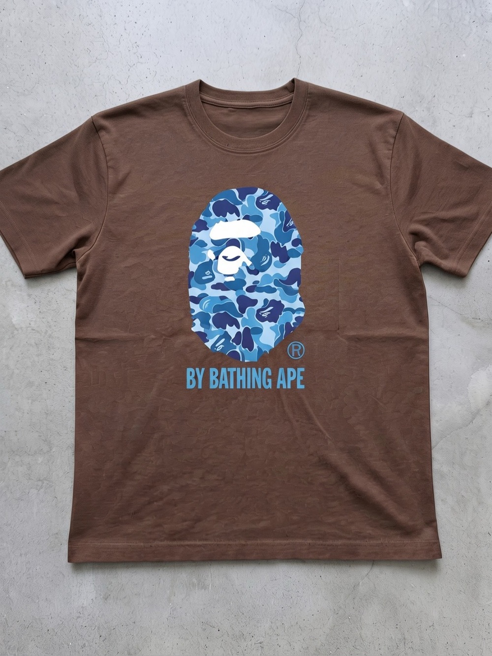 Gildan Brown T-Shirt with Blue Camo Ape
Logo